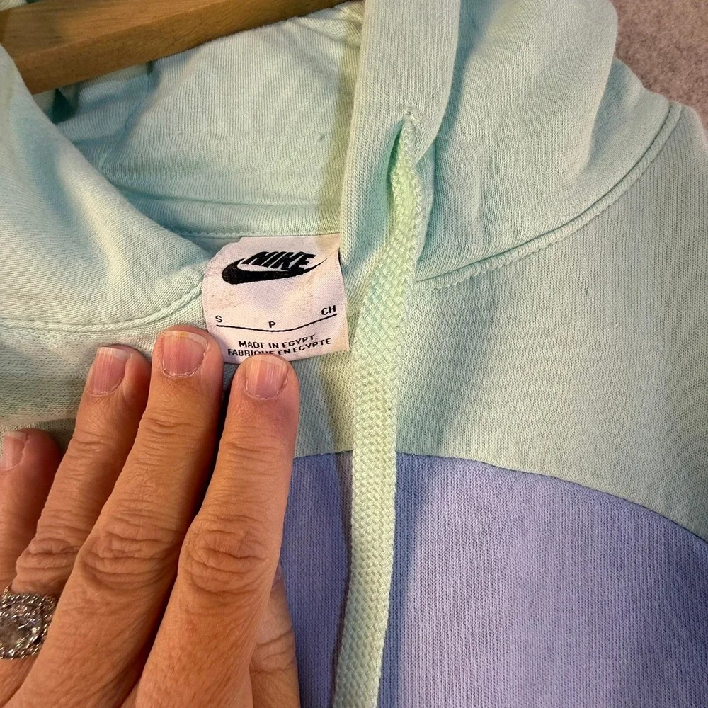 Nike Pastel Colorblock Hoodie Blue Green Wavy Panel‎ Pullover Small